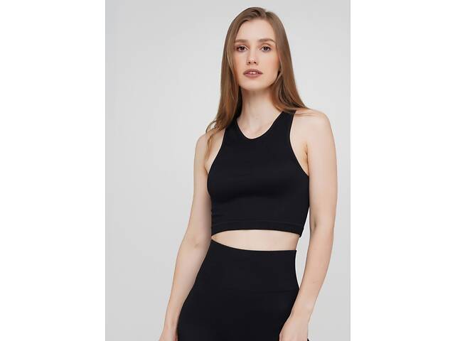 Топ-майка в рубчик HALTER TOP RIB 18862 S-M черный - Фото 2