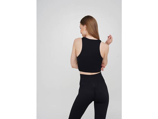 Топ-майка в рубчик HALTER TOP RIB 18862 S-M черный - Фото 3