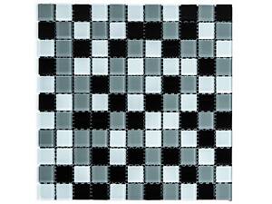 ТОП! Мозаика из декоративного стекла чёрно-серая 298х298х4,5мм SW-00002369 Sticker Wall