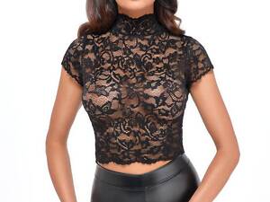 Топ Noir Handmade F303 Essence lace top with high collar - M
