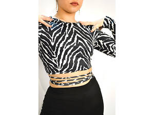 Топ з відкритою спиною зебра довгий рукав трикотаж L