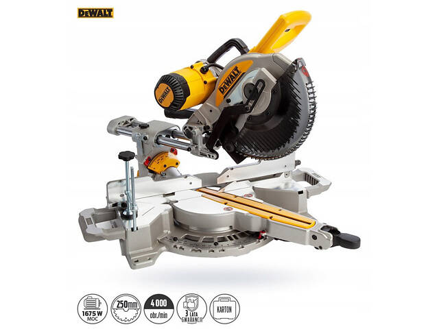 ТОП! Пила торцовочная сетевая DeWALT DWS727: 1675 Вт, глубина реза 150 мм, круг 250 мм - Фото 1
