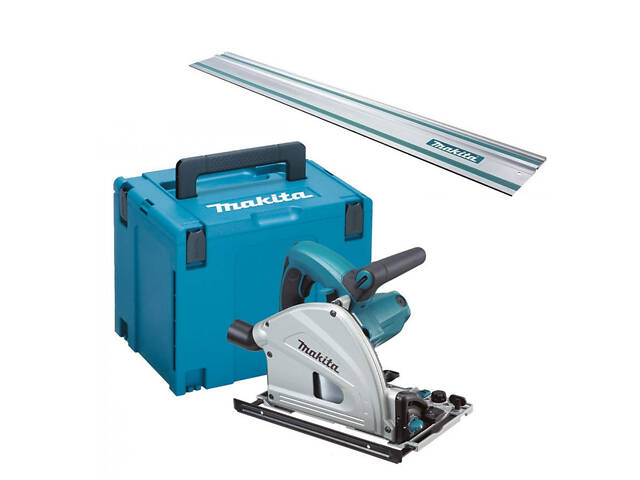ТОП! Профессиональная ручная погружная дисковая пила Makita SP6000J : 1300 Вт, 165мм, 55мм + линейка 1.5м - Фото 1