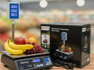 Торгові ваги Rainberg RB-304 зі стійкою й акумулятором Чорні