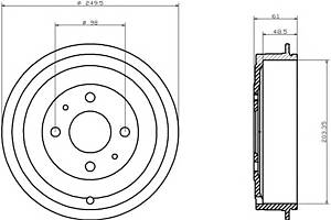 Тормозной барабан для моделей: ALFA ROMEO (145, 146), FIAT (BRAVA,BRAVO,MAREA,MAREA,PUNTO,PANDA,IDEA,FIORINO,QUBO,PAND