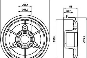 Тормозной барабан для моделей: CITROËN (AX, SAXO), MEGA (CLUB), PEUGEOT (106,106,106)
