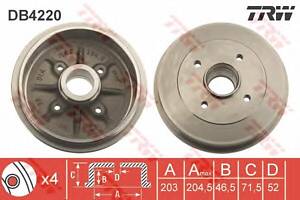 Тормозной барабан для моделей: CITROËN (SAXO), CITROEN (DF-PSA) (C2), LIFAN (520,520), PEUGEOT (106,206,206,206,206,1