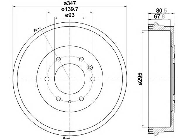 Тормозной барабан для моделей: FORD (RANGER), FORD ASIA / OZEANIA (COURIER,ENDEAVOUR), FORD AUSTRALIA (COURIER,COURIE