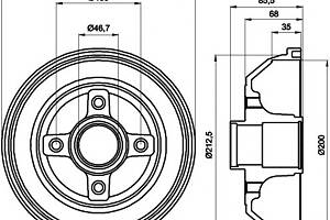 Гальмівний барабан для моделей: OPEL (CORSA, CORSA), VAUXHALL (CORSA, CORSAVAN)