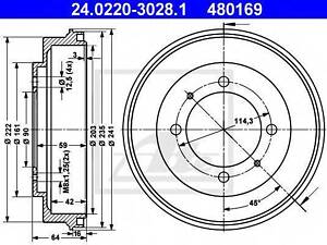 Тормозной барабан ATE 24022030281 на MITSUBISHI CARISMA (DA_)