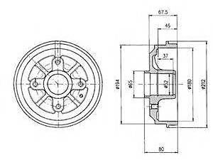 Тормозной барабан DELPHI BF324 на PEUGEOT 106 (1A, 1C)