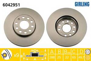 Тормозной диск для моделей: AUDI (A3, A3,A3,A3,A3,A3,A3), IVECO (DAILY), SEAT (ALTEA,TOLEDO,LEON,ALTEA,LEON,LEON,LEON)