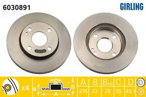 Тормозной диск для моделей: FORD ASIA / OZEANIA (FESTIVA, LASER,LASER), FORD AUSTRALIA (FESTIVA,LASER,LASER,LASER,LASE