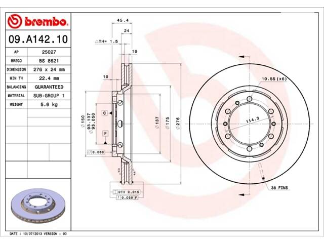 Тормозной диск для моделей: MITSUBISHI (L-400, L-400)