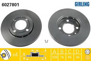 Тормозной диск для моделей: SEAT (AROSA), VOLKSWAGEN (POLO,LUPO,POLO,POLO,GOL)