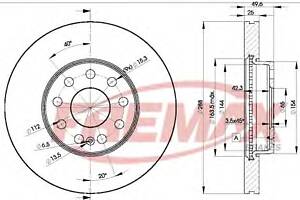 Тормозной диск для моделей: AUDI (A3, A3,A3,A3,A3,A3), SEAT (ALTEA,TOLEDO,LEON,ALTEA,LEON,LEON,LEON), SKODA (OCTAVIA,OC