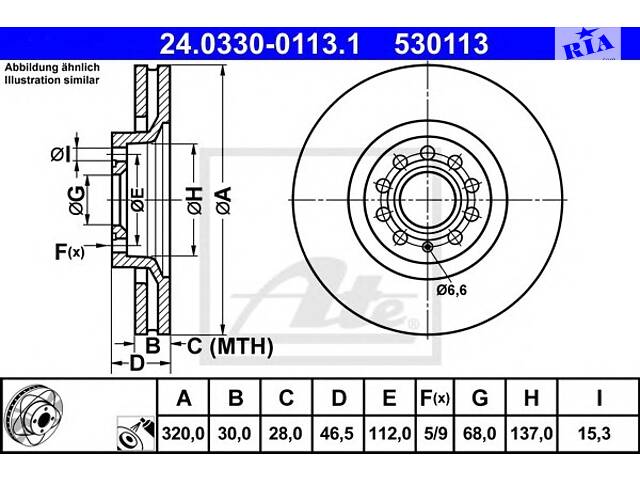 Тормозной диск  для моделей: AUDI (A4, A6,A6,A4,ALLROAD,A4,A4,A4,A4,A4), SEAT (EXEO,EXEO)