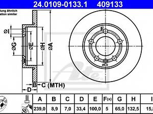 Гальмівний диск ATE 24010901331 на VW GOLF Mk IV (1J1)