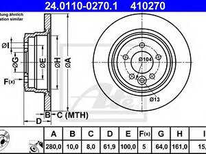 Гальмівний диск ATE 24011002701 на ROVER 75 седан (RJ)