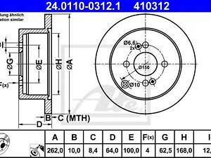 Гальмівний диск ATE 24011003121 на HYUNDAI i20 (PB, PBT)