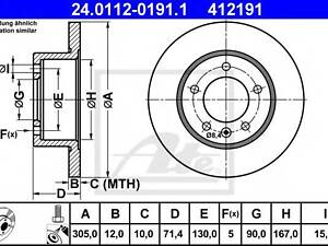 Гальмівний диск ATE 24011201911 VAUXHALL MOVANO Mk II (B) Chassis/Cab