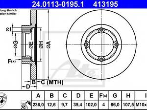 Гальмівний диск ATE 24011301951 на Chevrolet Spark (M200, M250)