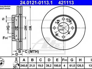 Тормозной диск ATE 24012101131 на HONDA LOGO (GA3)