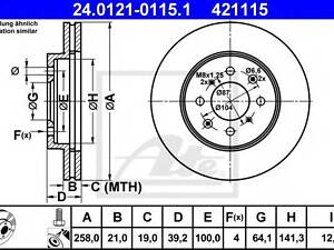 Тормозной диск ATE 24012101151 на HONDA FIT II (GD)