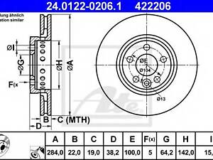 Гальмівний диск ATE 24012202061 на ROVER 75 седан (RJ)