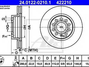 Гальмівний диск ATE 24012202101 на SEAT LEON (1P1)