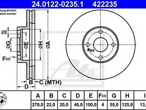 Гальмівний диск ATE 24012202351 на MAZDA MIATA II (NB)