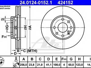 Тормозной диск ATE 24012401521 на OPEL ASTRA G Наклонная задняя часть (F48_, F08_)