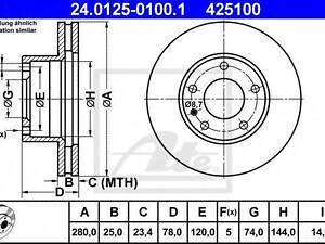 Тормозной диск ATE 24012501001 на BMW 7 седан (E23)