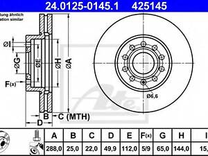 Гальмівний диск ATE 24012501451 на SEAT LEON (1P1)