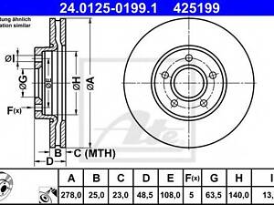 Тормозной диск ATE 24012501991 на FORD C-MAX II (DXA/CB7, DXA/CEU)