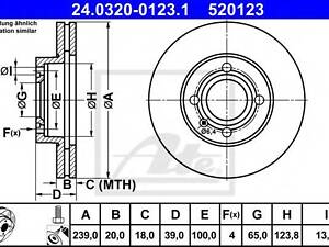 Тормозной диск ATE 24032001231 на AUDI COUPE (81, 85)