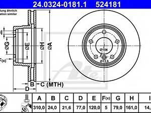 Тормозной диск ATE 24032401811 на BMW 5 седан (E60)