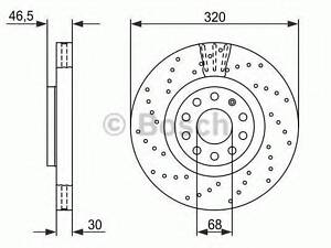 Тормозной диск BOSCH 0986479258 на AUDI A4 седан (8EC, B7)