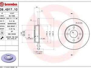 Тормозной диск BREMBO 08491710 на ALFA ROMEO 33 (905)