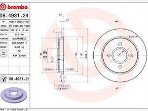 Тормозной диск BREMBO 08493124 на FORD SIERRA Наклонная задняя часть (GBC, GBG)