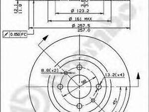 Тормозной диск BREMBO 08508611 на FIAT 500 C (312)