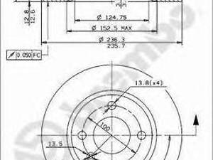 Тормозной диск BREMBO 08524324 на SKODA FAVORIT (781)