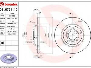 Тормозной диск BREMBO 08675110 на AUDI A4 седан (8D2, B5)