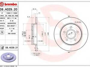 Тормозной диск BREMBO 08A02921 на FORD C-MAX (DM2)