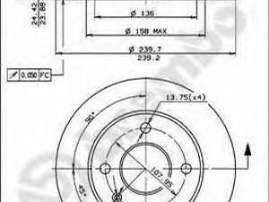 Гальмівний диск BREMBO 09491434 на FORD ESCORT Mk IV (GAF, AWF, ABFT)