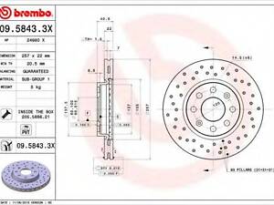 Тормозной диск BREMBO 0958433X на OPEL CORSA D