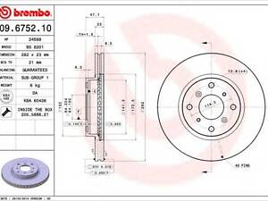 Гальмівний диск BREMBO 09675210 HONDA PRELUDE Mk IV (BB)