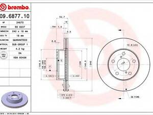 Гальмівний диск BREMBO 09687710 на SUBARU IMPREZA седан (GC)