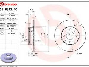 Тормозной диск BREMBO 09694210 на NISSAN PULSAR I Наклонная задняя часть (N15)