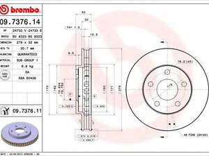 Гальмівний диск BREMBO 09737611 на OPEL SINTRA